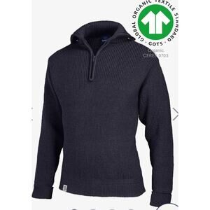 Grote Johannis Zip Sweater Sailor •Men 56/ XL•Navy Blue Merino 100% Wool Germany
